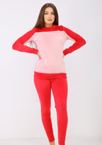 Fuchsia Heidi pajamas with lining on both sides with chest and inside arms in light pink color