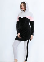 Gray and black Heidi pajamas with double-sided lining and hood