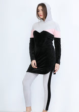 Load image into Gallery viewer, Gray and black Heidi pajamas with double-sided lining and hood
