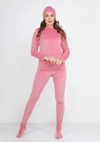 Pink warm Heidi pajamas 4-pieces set  with double-sided lining