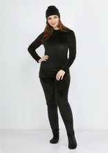 Load image into Gallery viewer, Black warm Heidi pajamas 4-pieces set  with double-sided lining