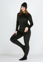 Pyjama chaud 4 pièces heidi noir à doublure des deux faces