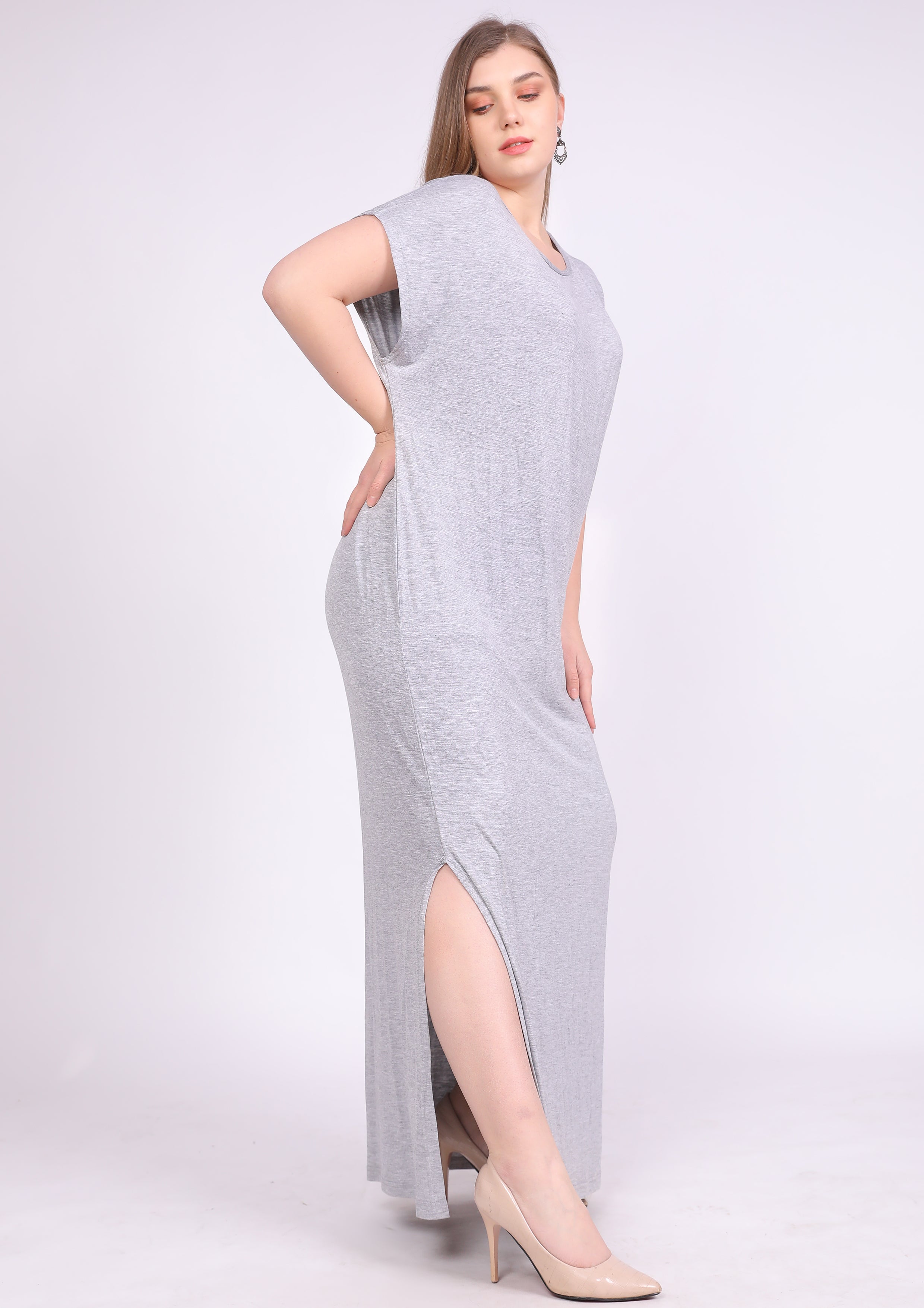 عباية فسكوز طبيعي كم قصير برقبة واسعة شانيه