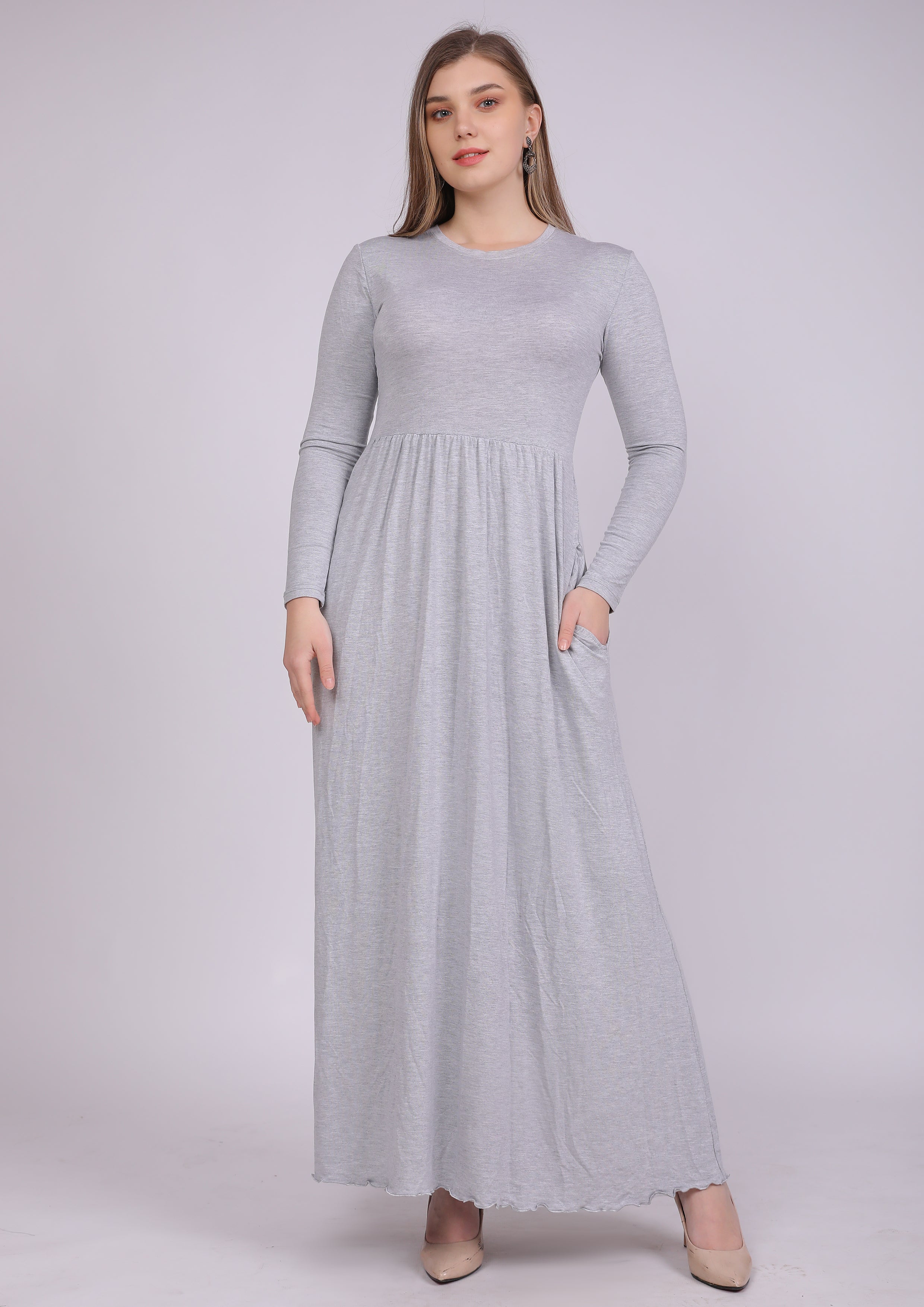 Natural viscose dress with elastic waist and Chanel pockets