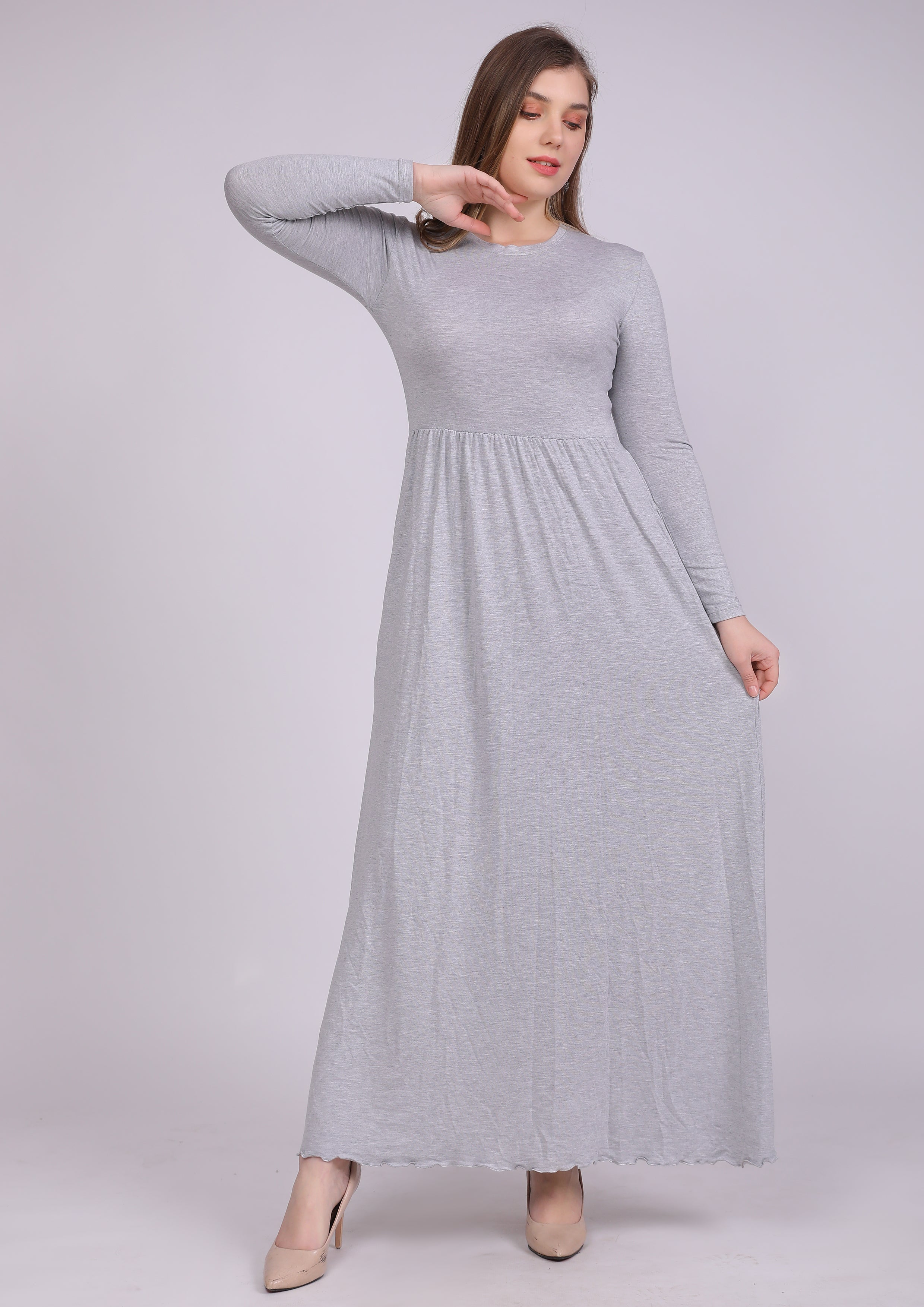 Natural viscose dress with elastic waist and Chanel pockets