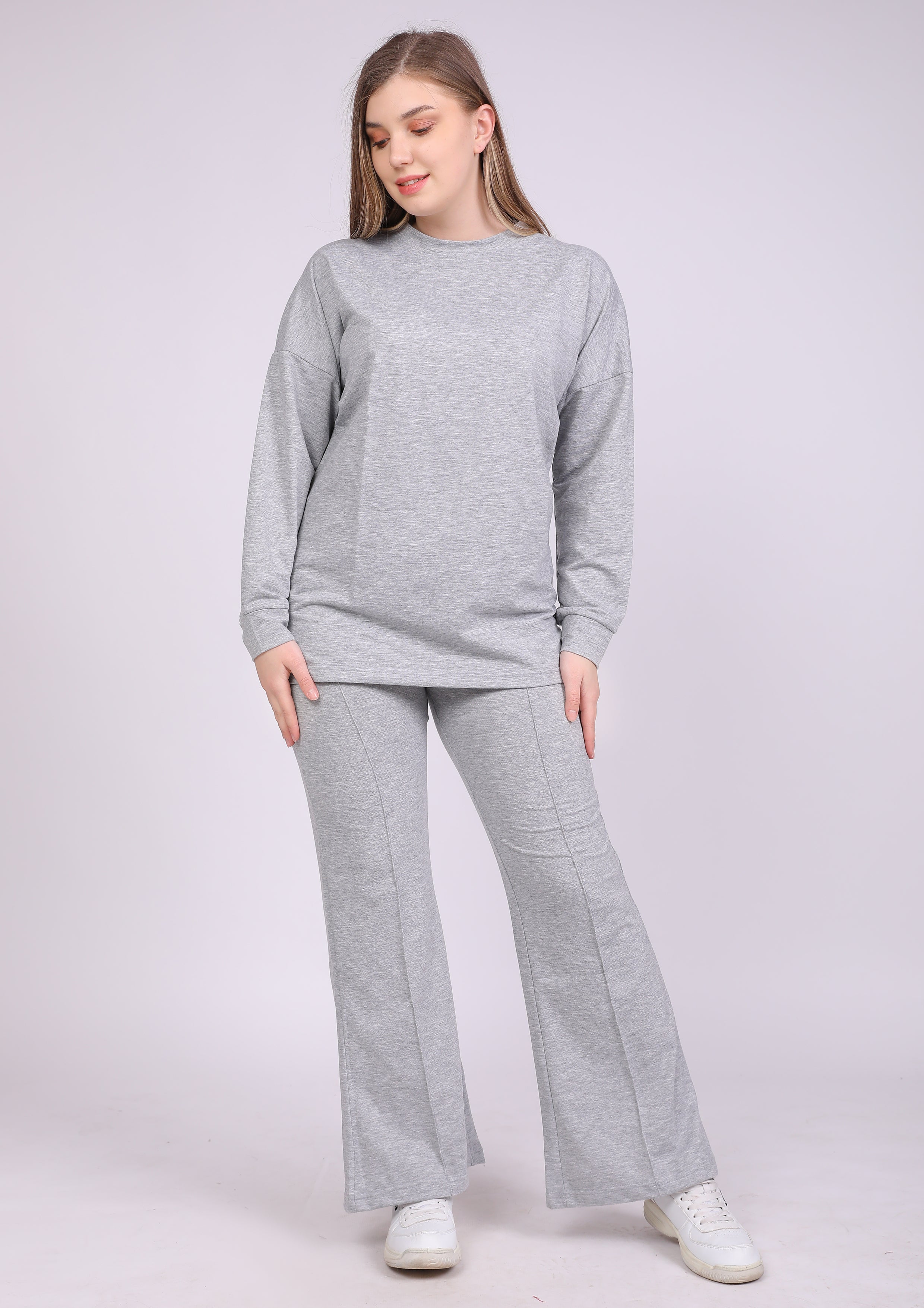 بدلة رياضية ميلتون سادة رمادي فاتح