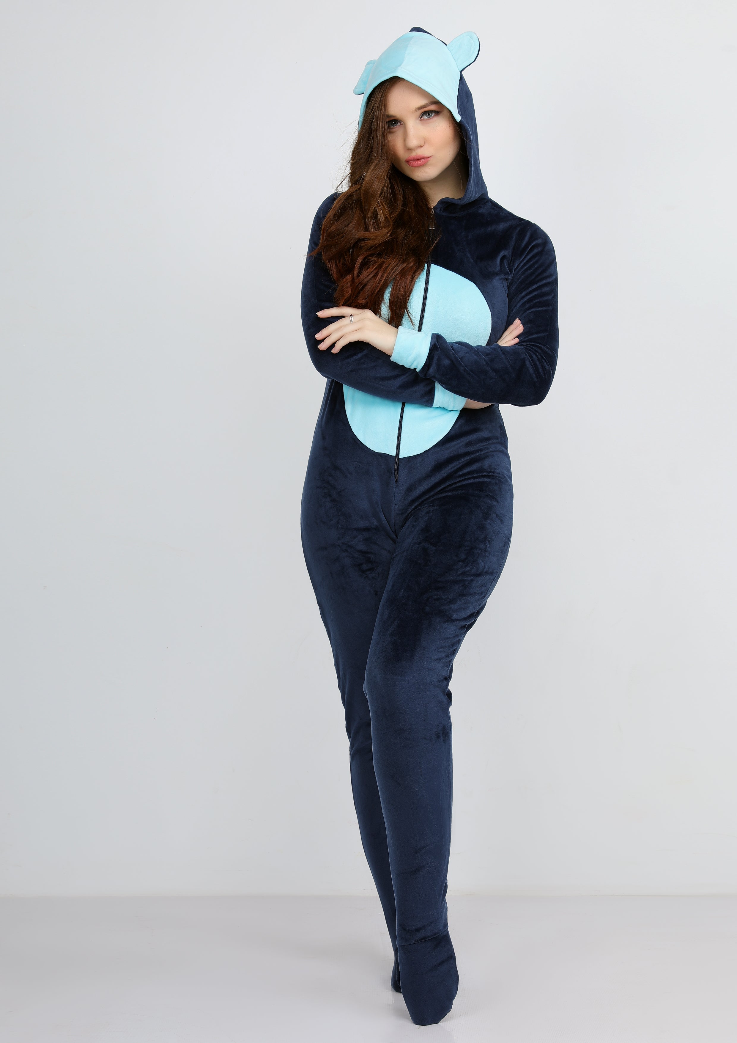 Blue navy with blue sky Heidi hood jumpsuit with lining on both sides