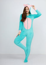 Load image into Gallery viewer, Turquoise and pink Heidi hood jumpsuit with lining on both sides