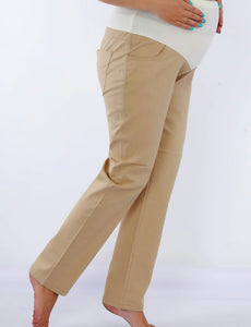 Pantalon gabardine pour femme enceinte modèle 5053 - beige