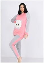 Load image into Gallery viewer, Pink Heidi pajamas with double-sided lining and a panda print on the chest