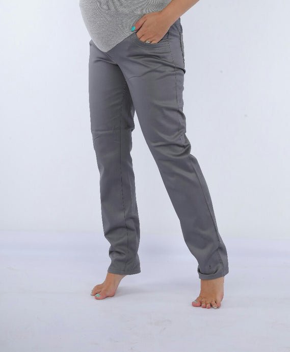 Gray Gabardine pants for pregnant women, model 5055