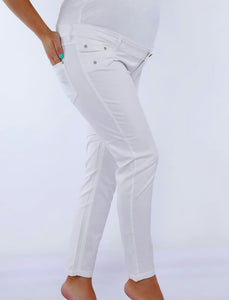 Pantalon gabardine pour femme enceinte modèle 5056 - blanc