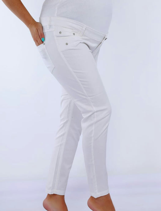 White Gabardine pants for pregnant women, model 5056