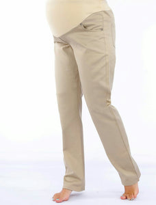 Beige Gabardine pants for pregnant women, model 5057