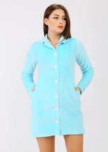 Load image into Gallery viewer, Short sky blue Heidi dress with lining on both sides and buttons