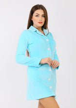 Load image into Gallery viewer, Short sky blue Heidi dress with lining on both sides and buttons