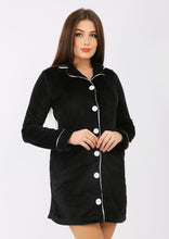 Load image into Gallery viewer, Short black Heidi dress with lining on both sides and buttons