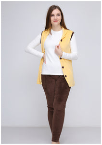 Yellow and brown Heidi pyjamas 3-pieces set with double-sided lining, hood and buttons