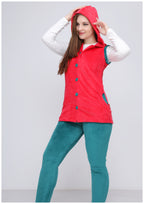 بيجاما كت قطعتين هايدي مبطن من الوشين بكابيشو وزراير فوشيا في بترولي