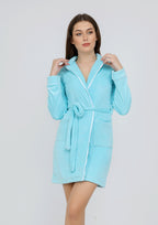 Robe courte à ceinture heidi à doublure des deux faces couleur bleu ciel