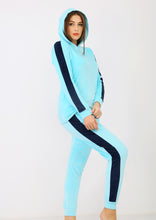 Load image into Gallery viewer, Blue sky and blue navy heidi pajamas with double-sided lining, a hood and two outer lines
