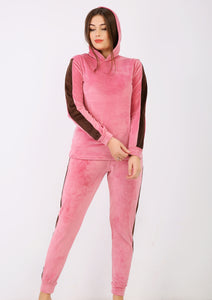 Cashmere and brown heidi pajamas with double-sided lining, a hood and two outer lines