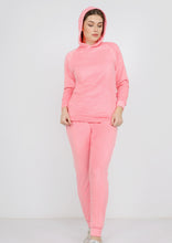 Load image into Gallery viewer, Pink Heidi Pajamas with plain double-sided and thin white stripe and hood