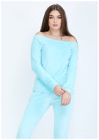 Plain blue sky Heidi pajamas with lining on both sides and bare shoulders