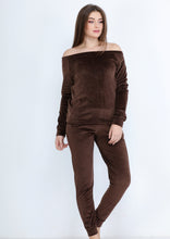 Load image into Gallery viewer, Plain brown Heidi pajamas with lining on both sides and bare shoulders