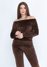 Load image into Gallery viewer, Plain brown Heidi pajamas with lining on both sides and bare shoulders
