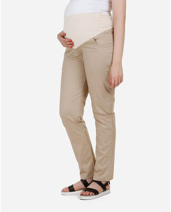 Beige Gabardine pants for pregnant women, model 5055