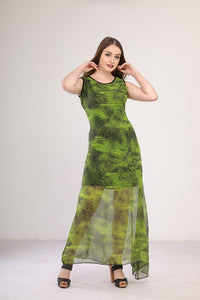 فستان تايجر شيفون مبطن اخضر
