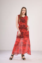 Load image into Gallery viewer, Tiger lined red chiffon dress