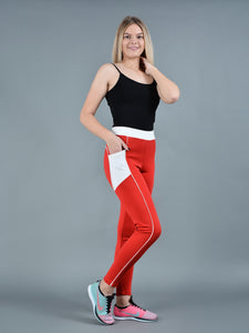 Red polyester leggings