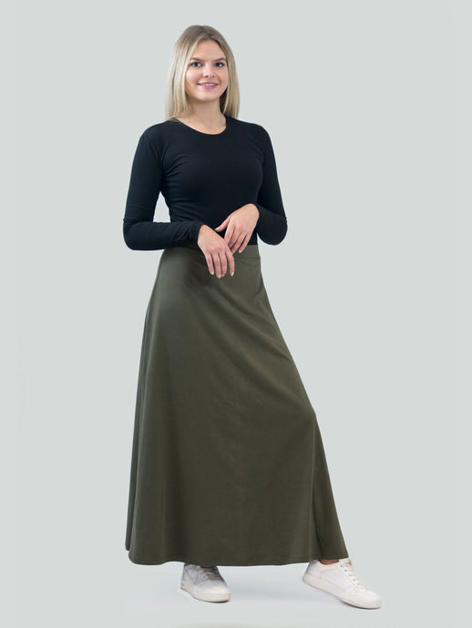 Olive lycra cotton skirt