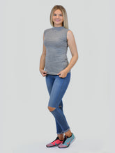 Load image into Gallery viewer, Sleeveless gray cotton lycra bodysuit with high neck