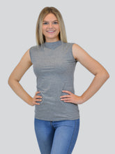 Load image into Gallery viewer, Sleeveless gray cotton lycra bodysuit with high neck