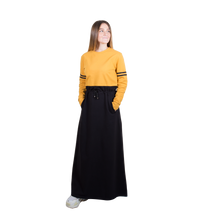 Load image into Gallery viewer, Mustard milton cotton sport Abaya with bands and Belt