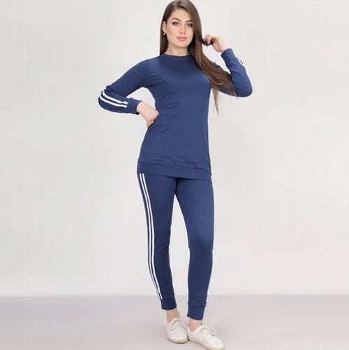 Navy blue  basic cotton Sportsuit