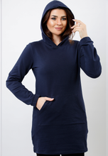 Load image into Gallery viewer, Plain navy blue pure cotton sweatshirt with hood