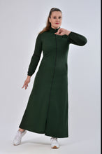 Load image into Gallery viewer, Blue navy plain high neck sport Abaya with zipper and pockets