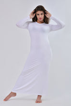 حمل الصورة داخل معرض الصور, فستان فسكوز طبيعي كم بيزك أبيض