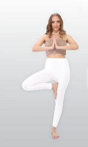 Yoga white cotton lycra pants